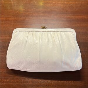 White Leather Clutch by HL USA